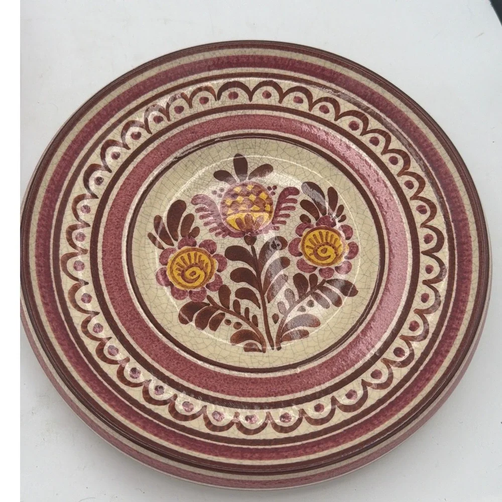 Vintage WKP Wilhelm Kagel Pottery Plates Pair Hand-Gedreht German Folk Art Bird